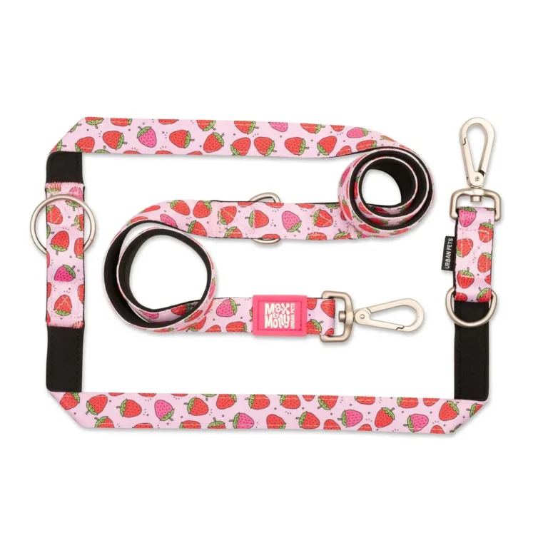 Багатофункціональний повідець-перестібка Max & Molly Multi-Function Leash Strawberry Dream з полуничним принтом, 2 м 🍓