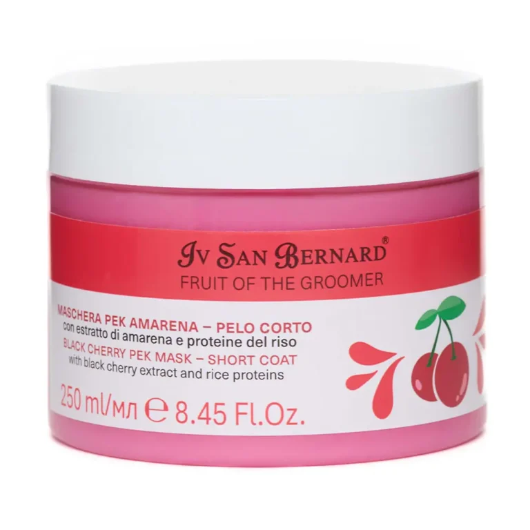 Маска для короткої шерсті Iv San Bernard Black Cherry для котів і собак, з екстрактом вишні та рисовими протеїнами (Оновлена формула) 🍒
