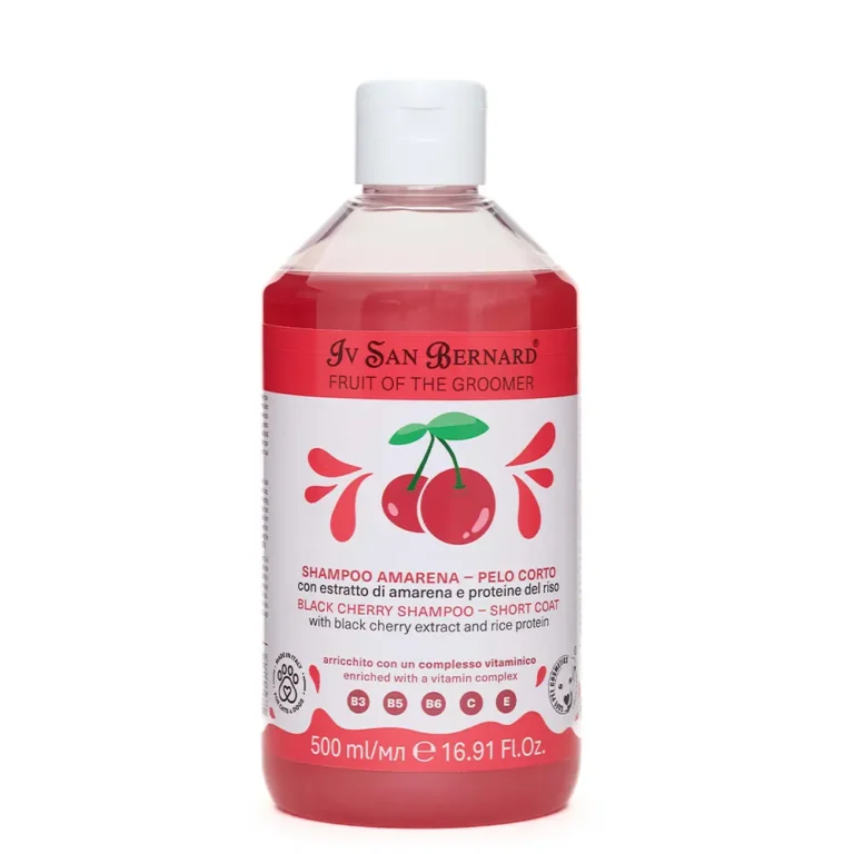 Шампунь для короткої шерсті Iv San Bernard Black Cherry для котів і собак, з екстрактом вишні та рисовими протеїнами (Оновлена формула) 🍒