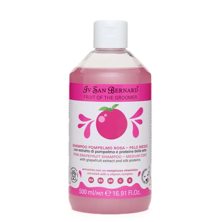 Шампунь для середньої шерсті Pink Grapefruit Iv San Bernard для котів і собак, з екстрактом рожевого грейпфрута та протеїнами шовку (Оновлена формула)