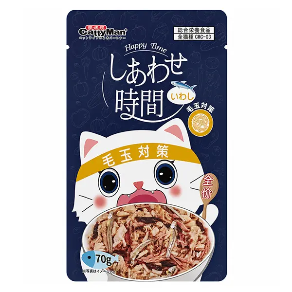 Беззерновий вологий корм для котів CattyMan Happy Time Hairball Care з тунцем і сардиною, 70 г
