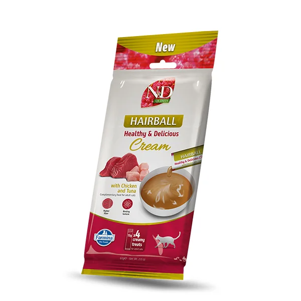 Кремові ласощі для котів Farmina N&D Quinoa Hairball для виведення шерсті