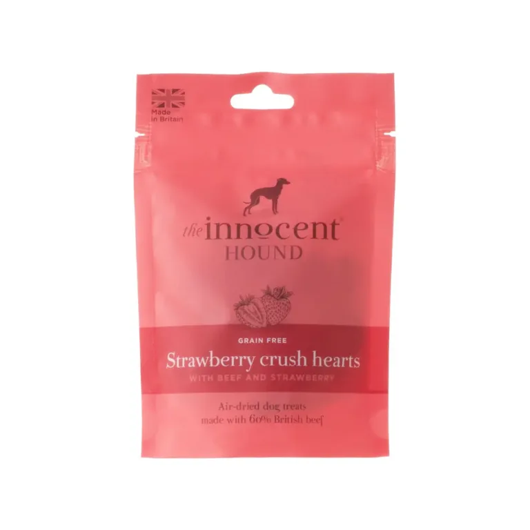 Ласощі для собак The Innocent Hound серденька з яловичиною та полуницею, 70 г