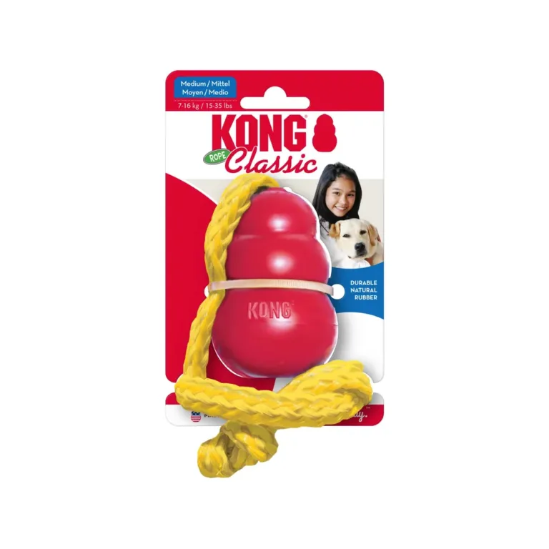 Іграшка для собак KONG Classic with Rope груша-годівниця з мотузкою