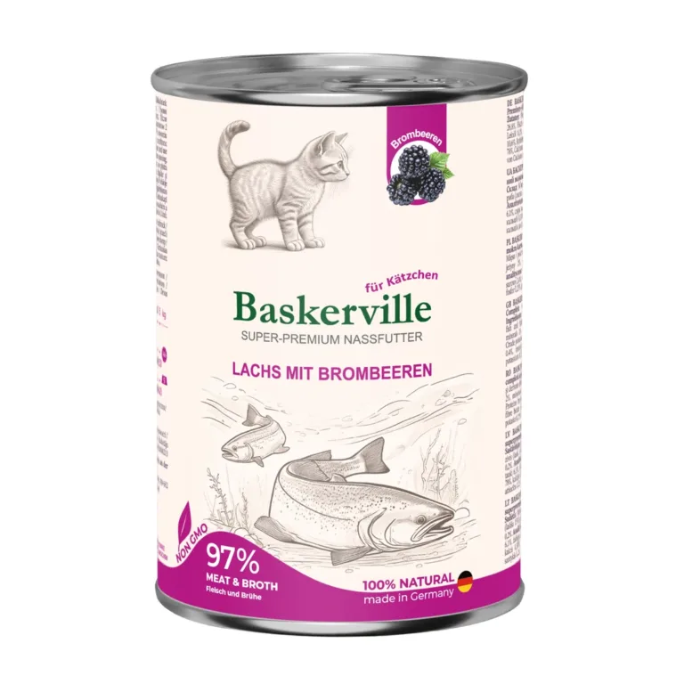 Вологий корм для кошенят Baskerville з лососем і ожиною, 400 г