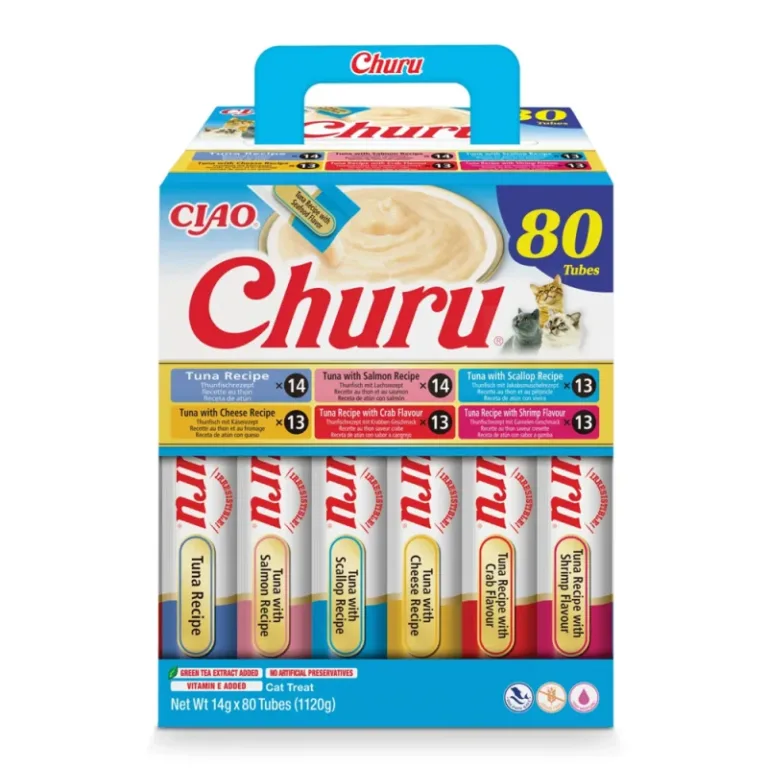 Ласощі INABA Churu вершковий мус різновиди з тунцем для котів, 80 шт по 14 г