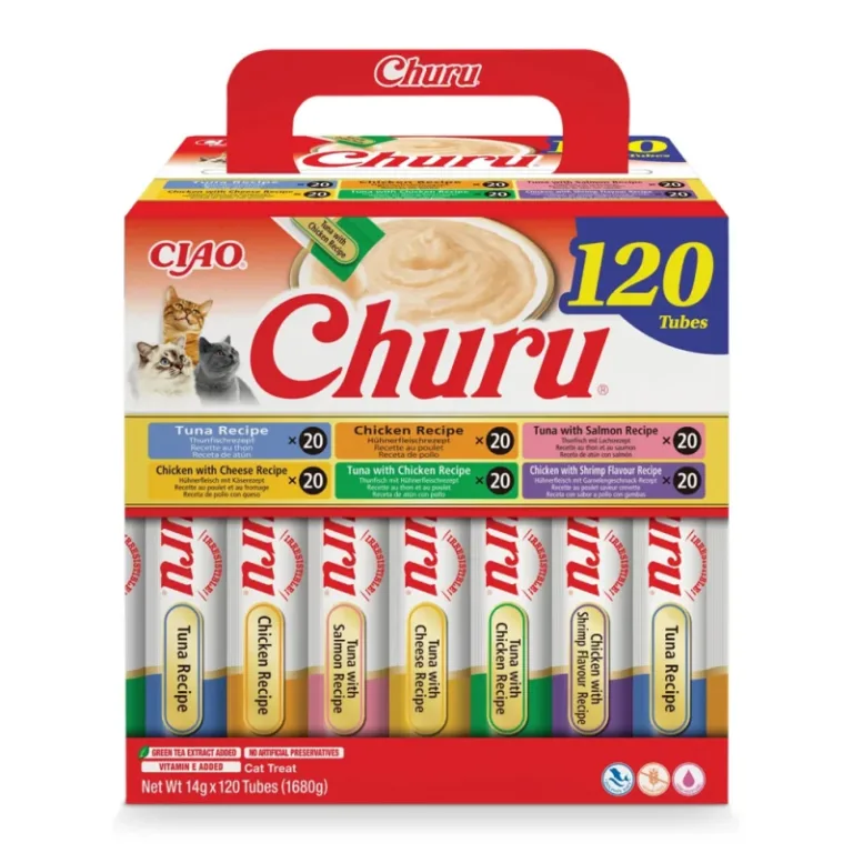 Ласощі INABA Churu вершковий мус різновиди з тунцем та куркою для котів, 120 шт по 14 г