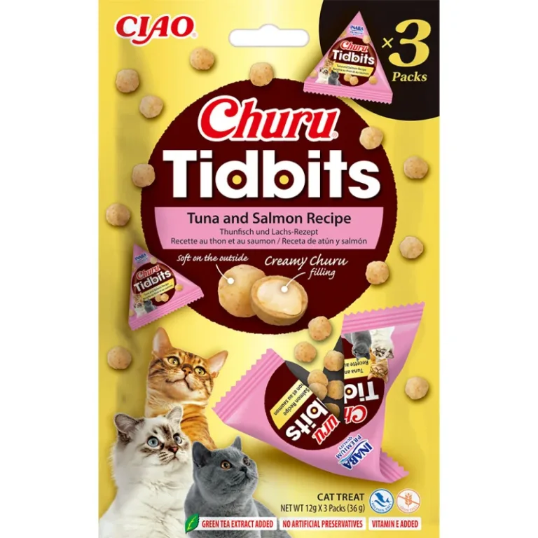 Ласощі INABA Churu Tidbits запечені кульки з тунцем та лососем для котів, 3 шт по 12 г