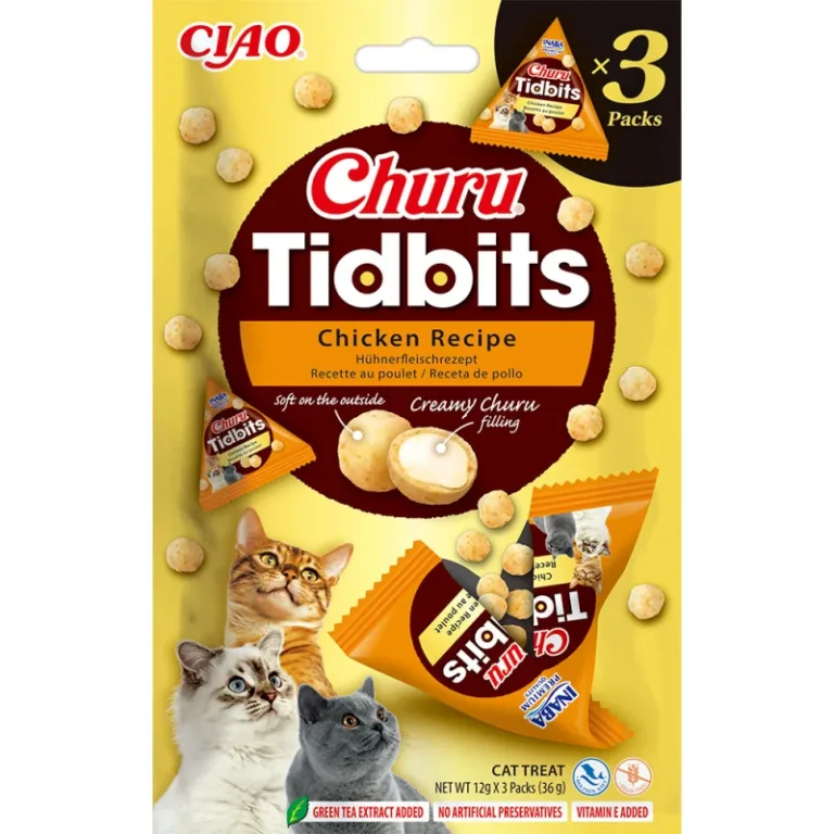 Ласощі INABA Churu Tidbits запечені кульки з куркою для котів, 3 шт по 12 г