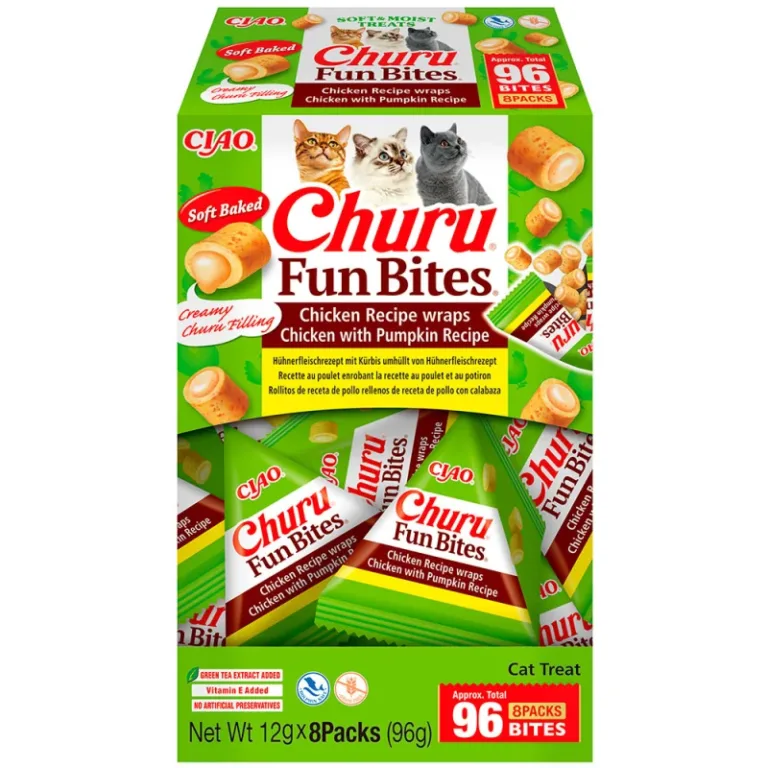 Ласощі INABA Churu Fun Bites рулетики з куркою та гарбузом для котів, 8 шт по 12 г