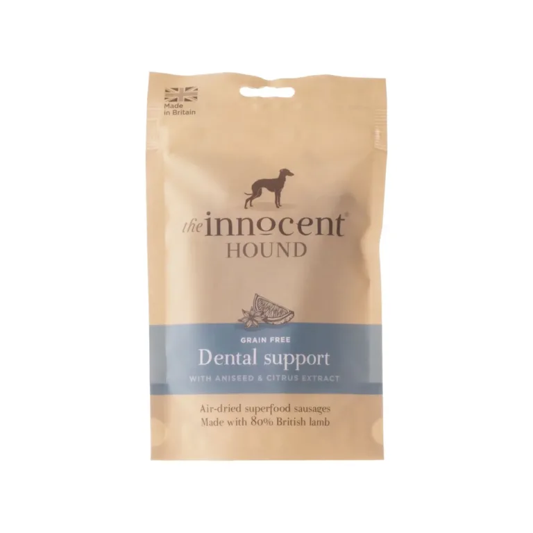 Ласощі для собак для догляду за зубами The Innocent Hound ковбаски з бараниною, екстрактом анісу та цитрусових, 100г