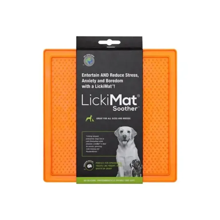 Килимок антистрес для вилизування для собак LickiMat Classic Soother Orange помаранчевий, м'яка основа, 20х20 см