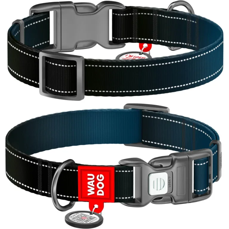 Нашийник для собак Waudog Nylon Mono нейлоновий з QR-паспортом, світловідбивний, пластиковий фастекс, чорний