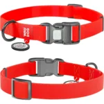Нашийник для собак Waudog Waterproof водостійкий з QR-паспортом, пластикова пряжка-фастекс, червоний