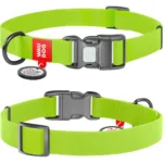 Нашийник для собак Waudog Waterproof водостійкий з QR-паспортом, пластикова пряжка-фастекс, салатовий