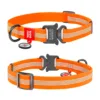 Нашийник для собак Waudog Waterproof водостійкий світловідбивний з QR-паспортом, металева пряжка-фастекс, помаранчевий