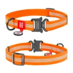 Нашийник для собак Waudog Waterproof водостійкий світловідбивний з QR-паспортом, металева пряжка-фастекс, помаранчевий