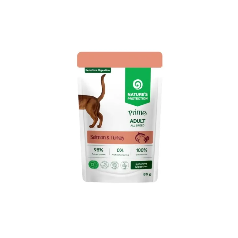 Вологий корм Nature's Protection Prime Sensitive Digestion з лососем та індичкою для котів