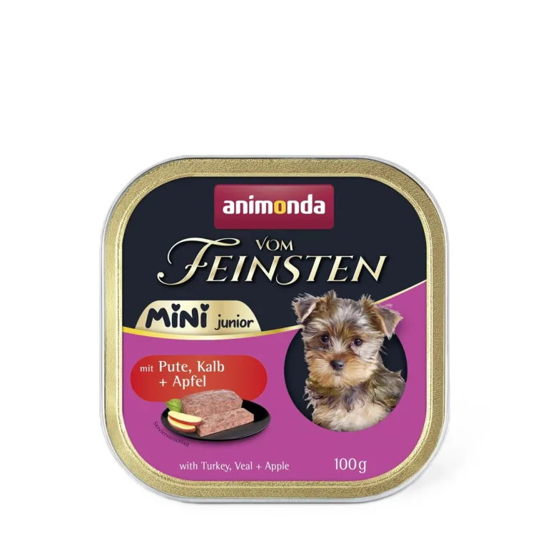 Вологий корм для цуценят дрібних порід Animonda Vom Feinsten Mini Junior з індичкою, телятиною та яблуком, 100 г