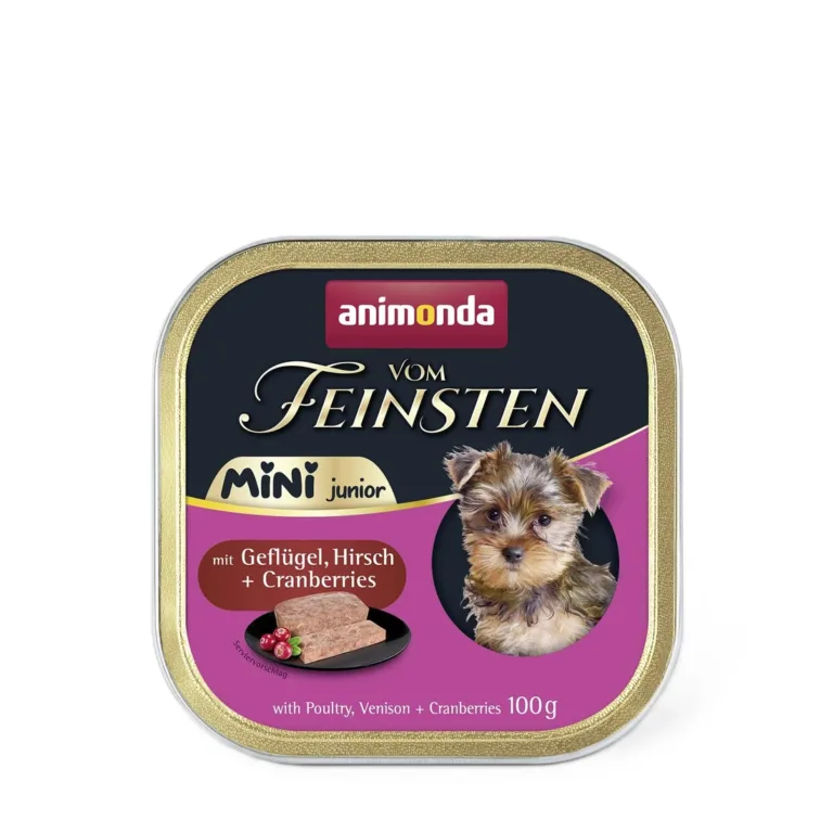 Вологий корм для цуценят дрібних порід Animonda Vom Feinsten Mini Junior з птицею, олениною та журавлиною, 100 г