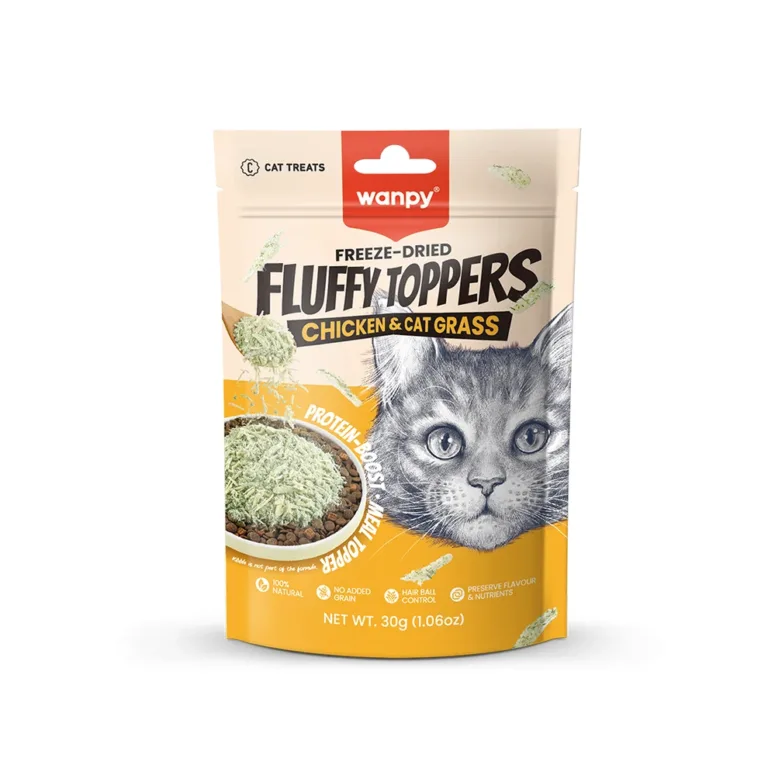 Сублімовані ласощі-топінг Wanpy Fluffy Toppers з куркою та котячою травою для котів, 30 г