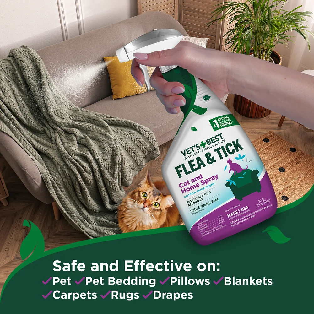 Спрей Vet’s Best Flea & Tick Home Cotton Spice (гвоздика і бавовна) від бліх і кліщів для котів і дому, 945 мл