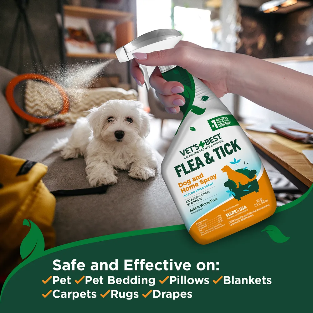 Спрей Vet’s Best Flea & Tick Home Cotton Spice (гвоздика і бавовна) від бліх і кліщів для собак і дому, 945 мл