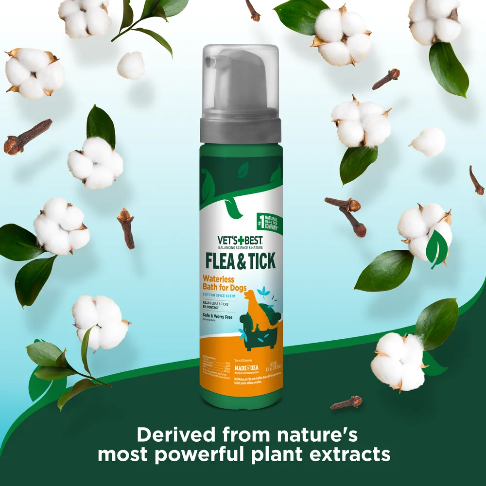 Піна Vet’s Best Flea & Tick Waterless Bath Cotton Spice від бліх і кліщів для собак, 236 мл