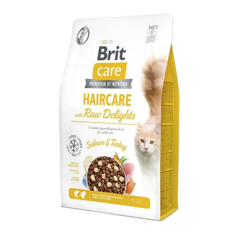 Сухий корм Brit Care Cat Raw Delights Haircare лосось та індичка для котів, 2 кг