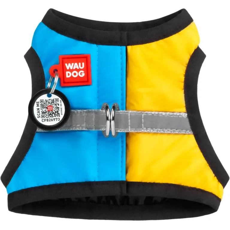 Шлея для собак м'яка WAUDOG Clothes Colors of freedom з QR-паспортом