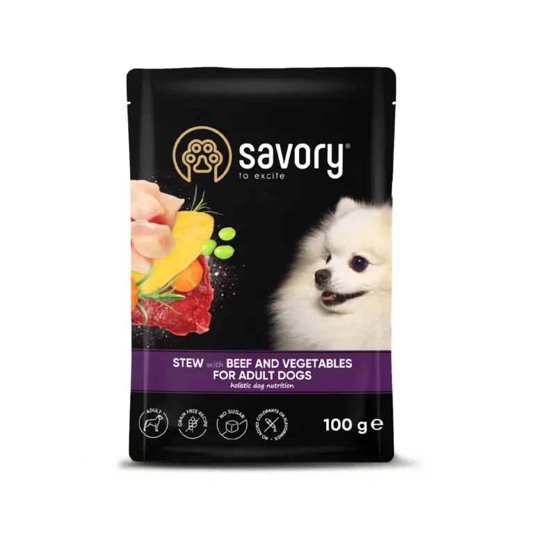 Вологий корм Savory Stew рагу з яловичиною та овочами для дорослих собак, 100 г