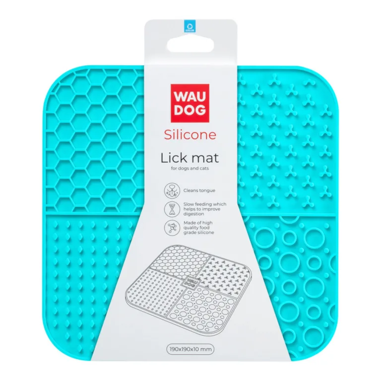 Килимок для злизування WAUDOG Silicone блакитний 190х190х10 мм для собак і котів