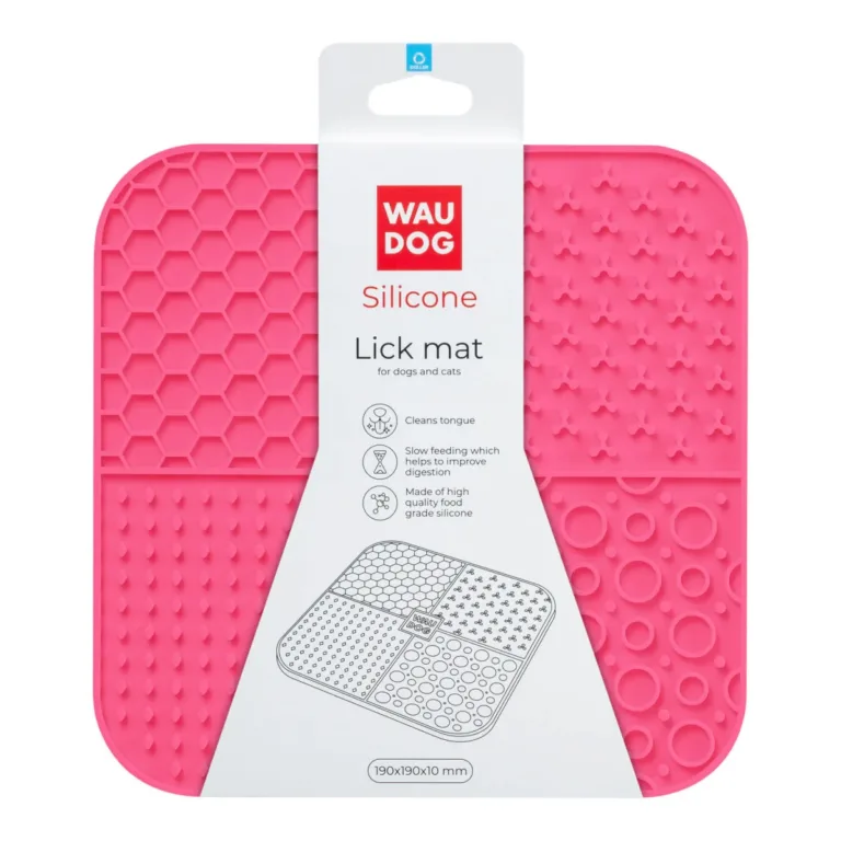 Килимок для злизування WAUDOG Silicone рожевий 190х190х10 мм для собак і котів