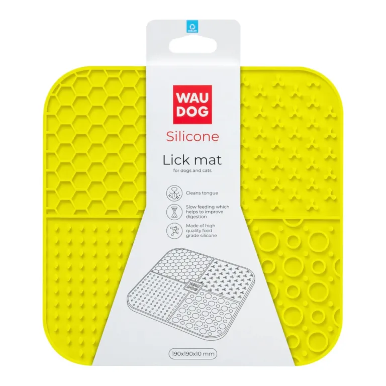 Килимок для злизування WAUDOG Silicone жовтий 190х190х10 мм для собак і котів