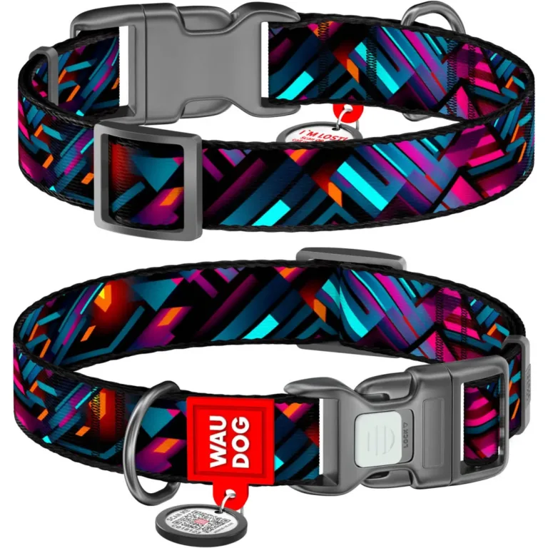 Нашийник для собак нейлоновий WAUDOG Nylon з QR-паспортом, малюнок «Нескінченні світи», пластиковий фастекс