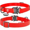 Нашийник для собак Waudog Waterproof водостійкий з QR-паспортом, металева пряжка-фастекс, червоний