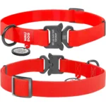 Нашийник для собак Waudog Waterproof водостійкий з QR-паспортом, металева пряжка-фастекс, червоний