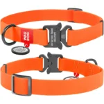 Нашийник для собак Waudog Waterproof водостійкий з QR-паспортом, металева пряжка-фастекс, помаранчевий