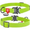 Нашийник для собак Waudog Waterproof водостійкий з QR-паспортом, металева пряжка-фастекс, салатовий