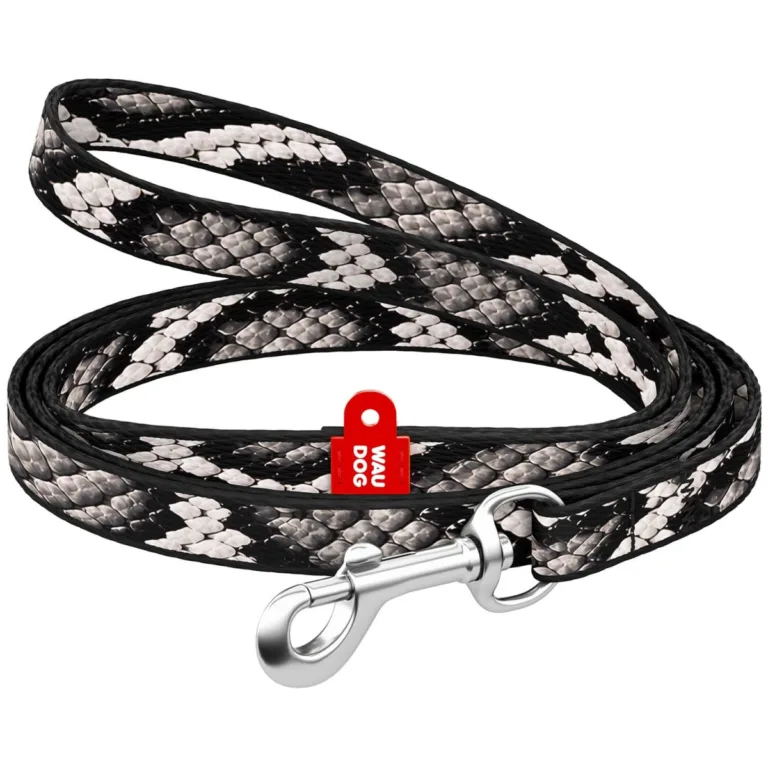 Повідець для котів та дрібних порід собак нейлоновий WAUDOG Nylon, малюнок «Змія», розмір XS, 122 см, 10 мм