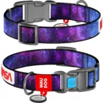 Нашийник для собак нейлоновий WAUDOG Nylon з QR-паспортом, малюнок «NASA21», пластиковий фастекс