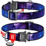 Нашийник для собак нейлоновий WAUDOG Nylon з QR-паспортом, малюнок «NASA 21», металевий фастекс
