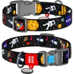 Нашийник для собак нейлоновий WAUDOG Nylon з QR-паспортом, малюнок «NASA», пластиковий фастекс