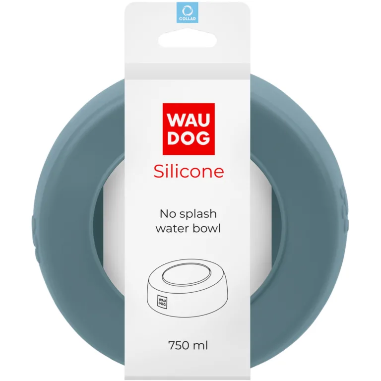 Миска-непроливайка WAUDOG Silicone сіра 750 мл для собак і котів