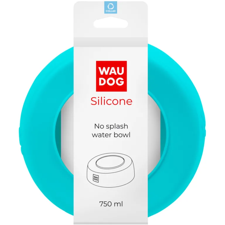 Миска-непроливайка WAUDOG Silicone блакитна 750 мл для собак і котів