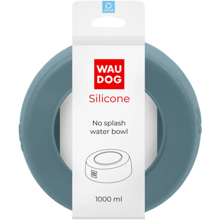 Миска-непроливайка WAUDOG Silicone сіра 1000 мл для собак і котів