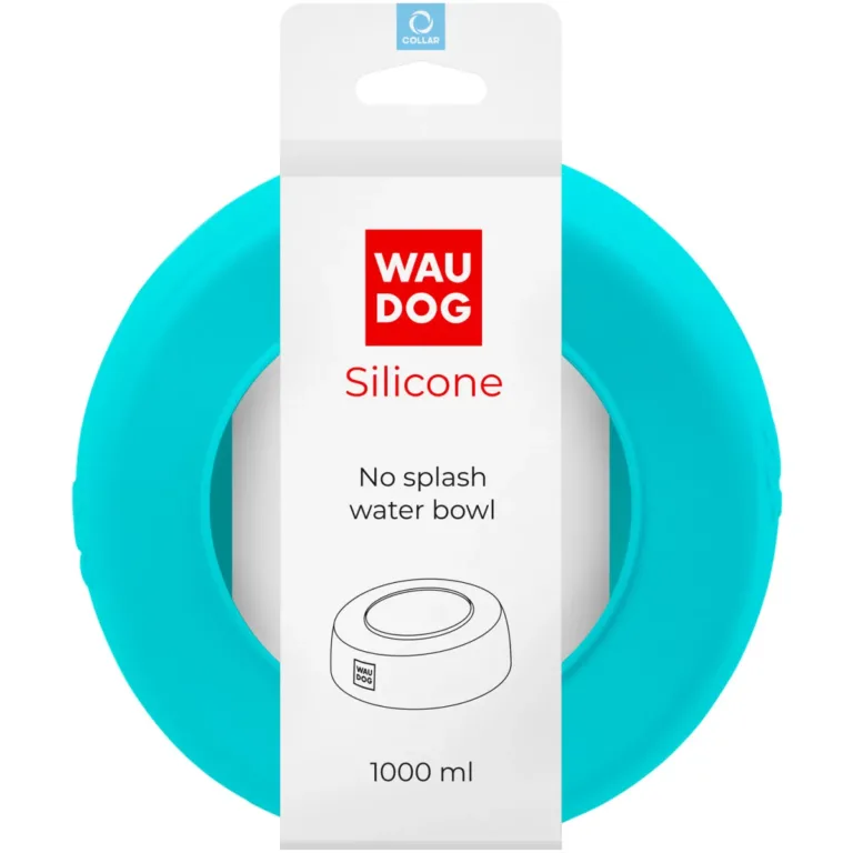 Миска-непроливайка WAUDOG Silicone блакитна 1000 мл для собак і котів