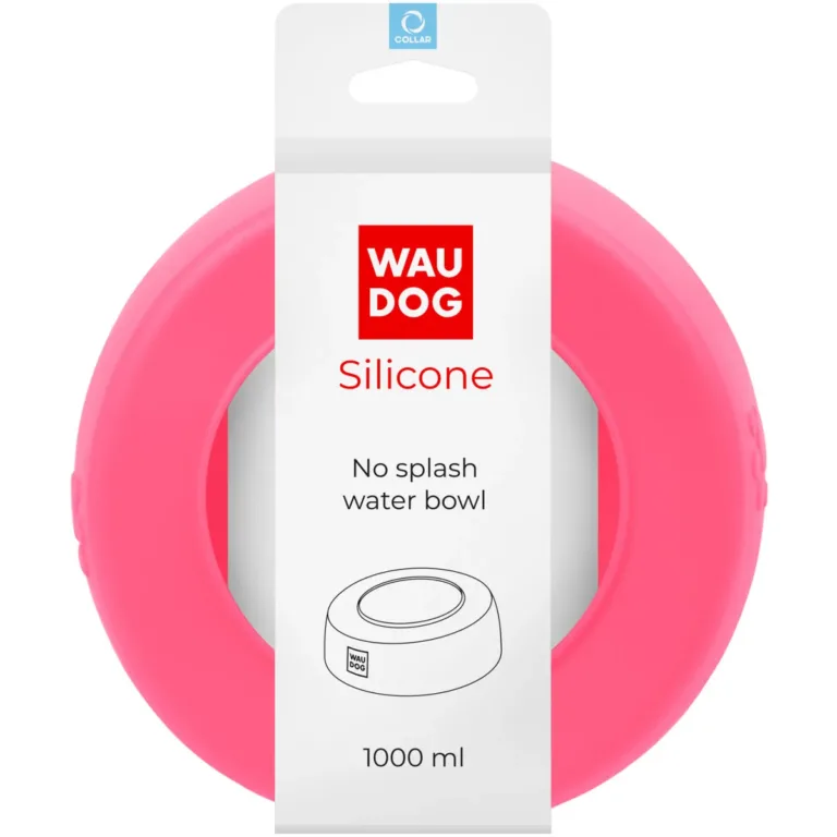 Миска-непроливайка WAUDOG Silicone рожева 1000 мл для собак і котів