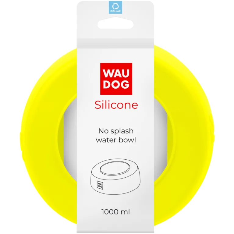Миска-непроливайка WAUDOG Silicone жовта 1000 мл для собак і котів