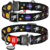 Нашийник для собак нейлоновий WAUDOG Nylon з QR-паспортом, малюнок «NASA», металевий фастекс